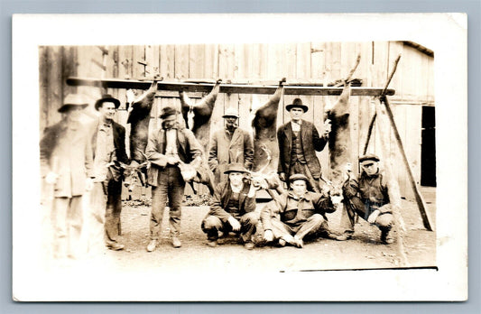 GROUP of HUNTERS ANTIQUE REAL PHOTO POSTCARD RPPC