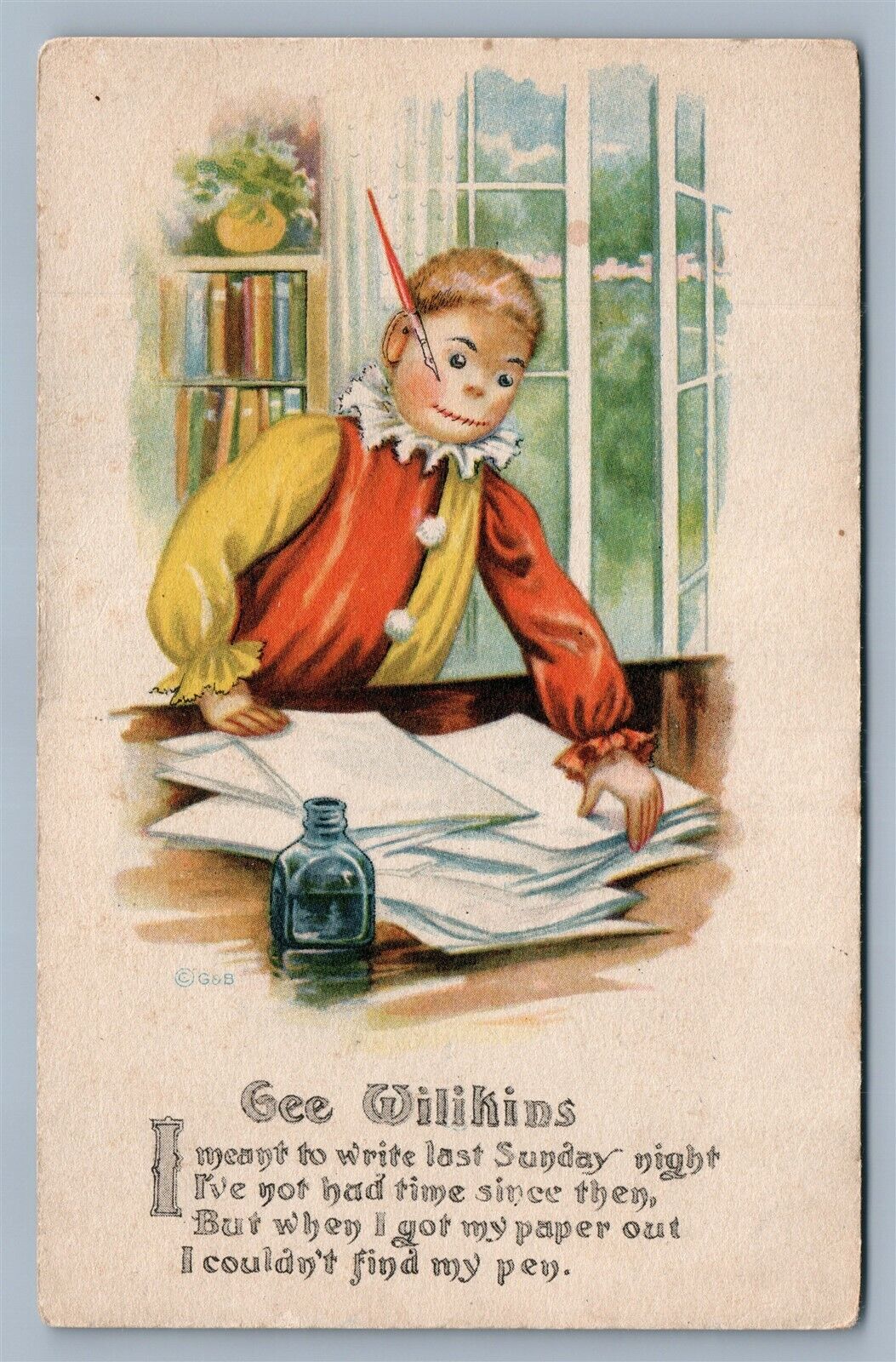 CLOWN GEE WILIKIDS ANTIQUE POSTCARD by G & B