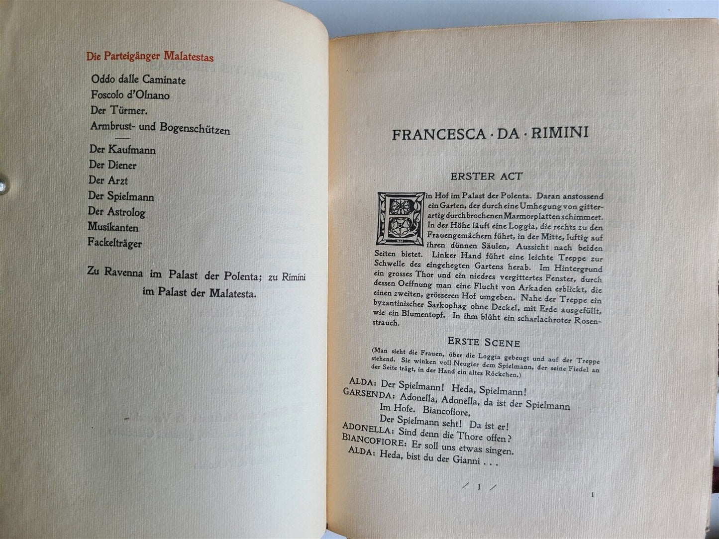 1903 FRANCESCA DA RIMINI EINE TRAGOEDIE IN VERSEN antique by GABRIELE D'ANNUNZIO