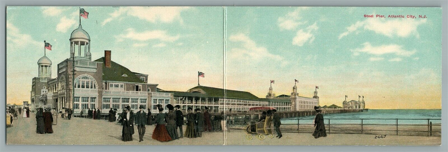 ATLANTIC CITY NJ STEEL PIER DOUBLE ANTIQUE POSTCARD