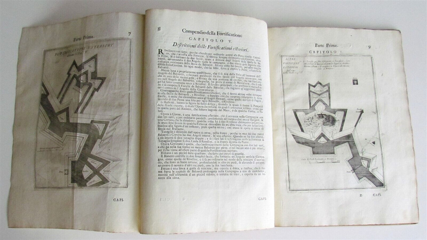 1694 MILITARY ARCHITECTURE ILLUSTRATED antique in ITALIAN VELLUM BOUND