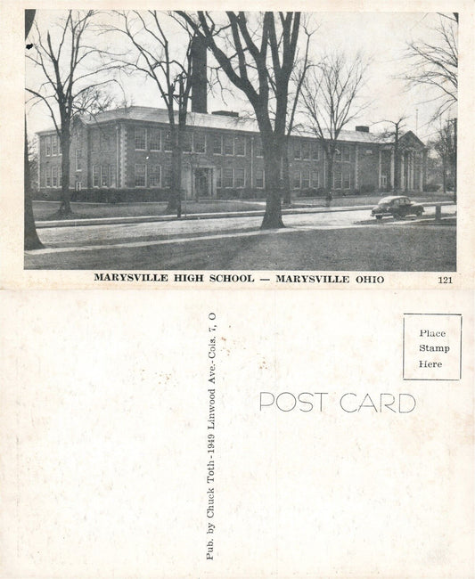 MARYSVILLE OH HIGH SCHOOL VINTAGE POSTCARD