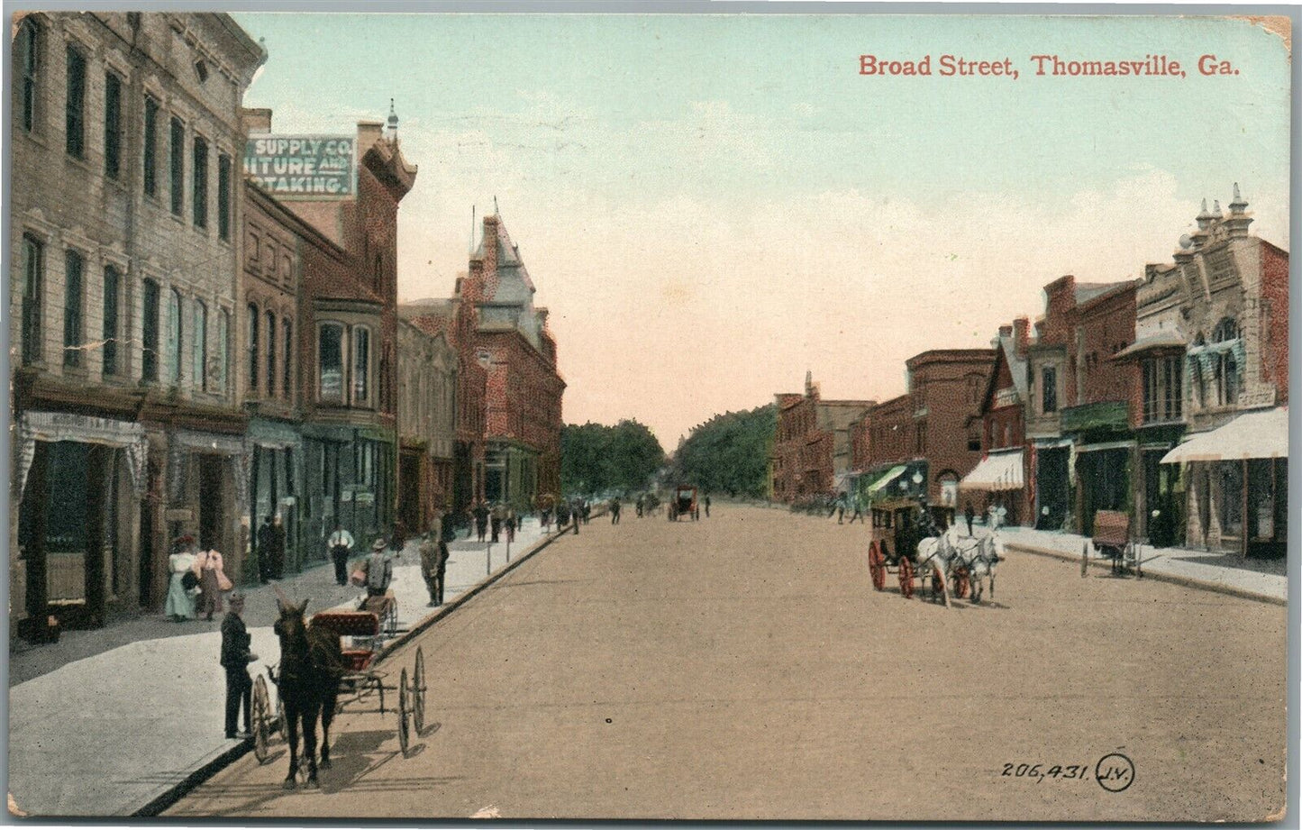 THOMASVILLE GA BROAD STREET ANTIQUE POSTCARD