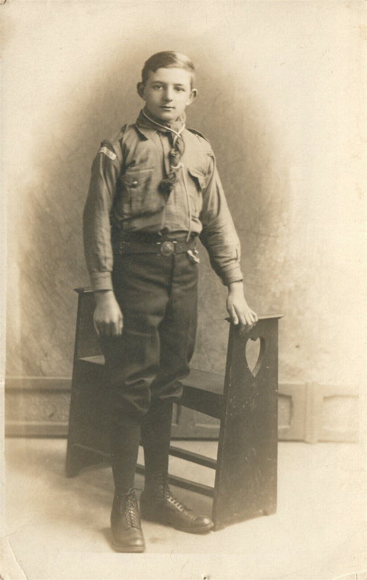 BOYSCOUT ANTIQUE REAL PHOTO POSTCARD RPPC