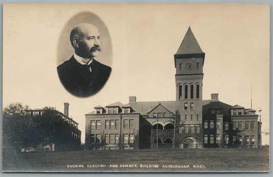 ASHBURNHAM MA CUSHING ACADEMY SCIENCE BUILDING ANTIQUE REAL PHOTO POSTCARD RPPC