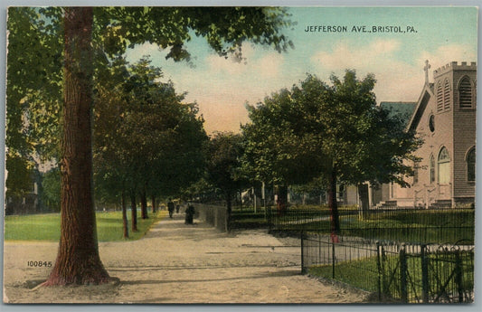 BRISTOL PA JEFFERSON AVENUE ANTIQUE POSTCARD