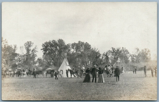 AMERICAN INDIANS in NORTH DAKOTA ANTIQUE REAL PHOTO POSTCARD RPPC