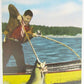 VINTAGE POSTCARD CATCHING A BIG ONE - FISHING IN PACIFIC NORTHWEST