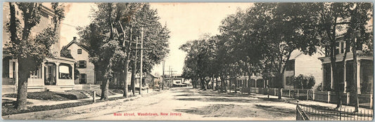 WASHINGTON NJ MAIN STREET ANTIQUE PANORAMIC DOUBLE POSTCARD