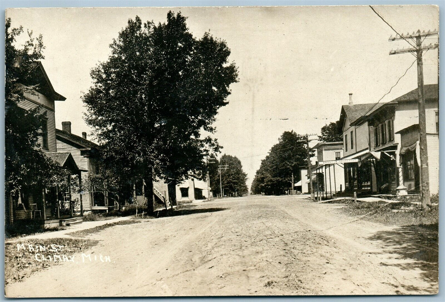 CLIMAX MI MAIN STREET ANTIQUE REAL PHOTO POSTCARD RPPC