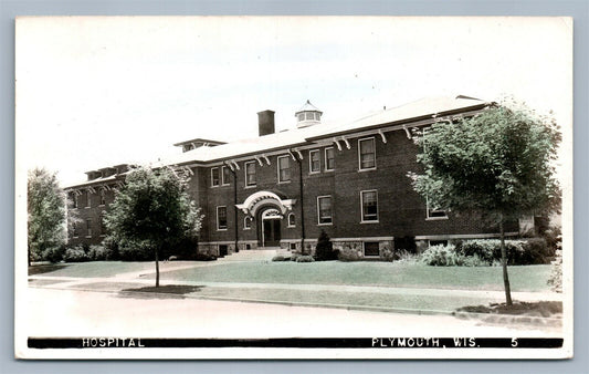 PLYMOUTH WI HOSPITAL ANTIQUE REAL PHOTO POSTCARD RPPC