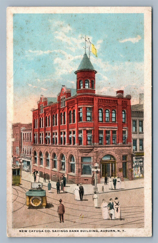AUBURN NY NEW CAYUGA CO. SAVINGS BANK ANTIQUE POSTCARD