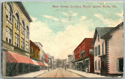 JERSEY SHORE PA MAIN STREET 1913 ANTIQUE POSTCARD