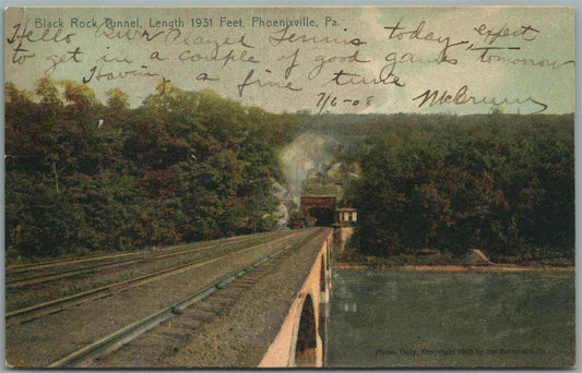 PHOENIXVILLE PA BLACK ROCK TUNNEL ANTIQUE POSTCARD