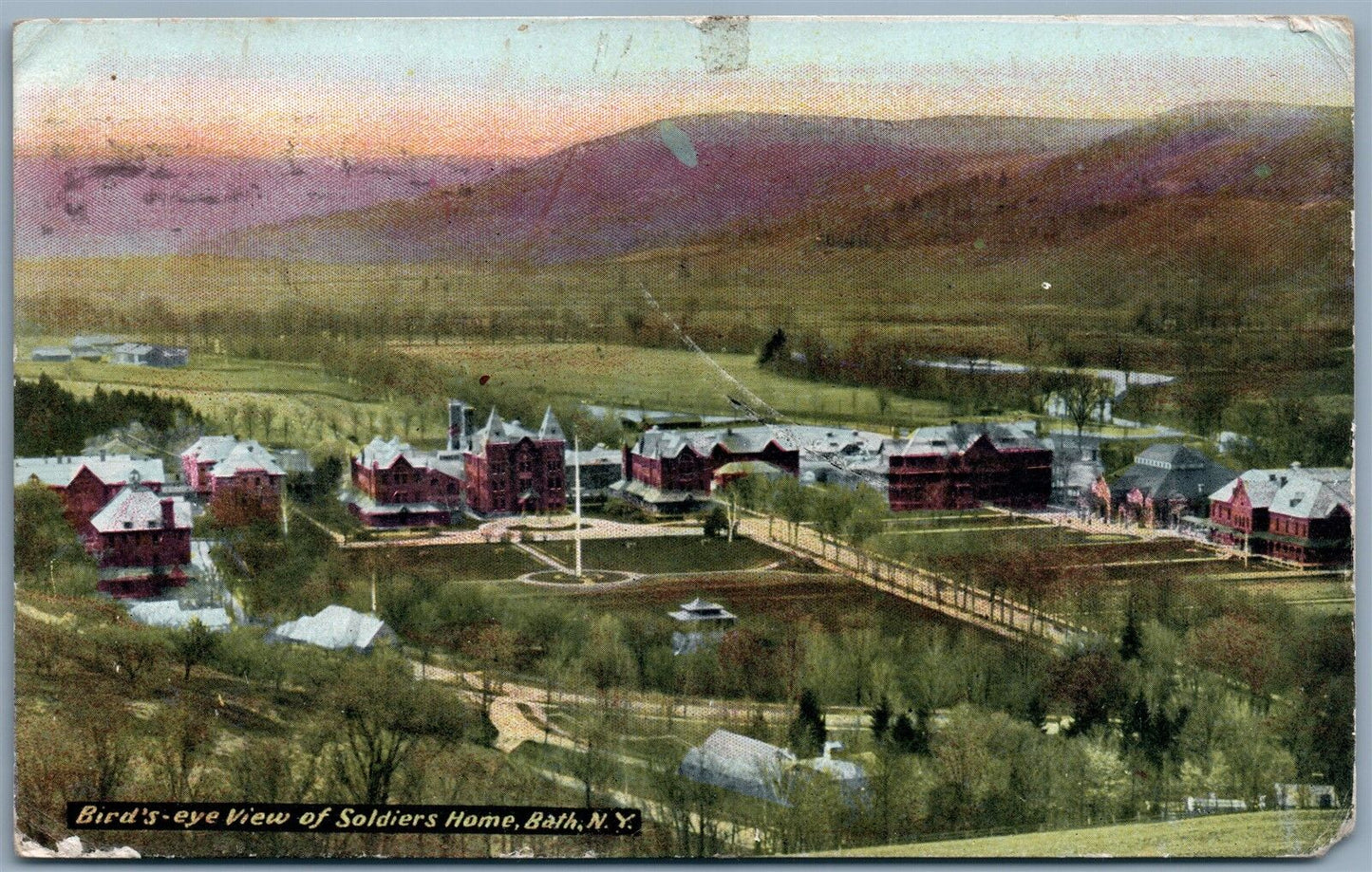 BATH NY SOLDIER'S HOME 1910 ANTIQUE POSTCARD
