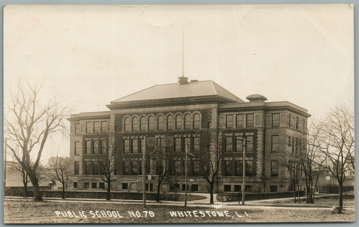 WHITESTONE LONG ISLAND NY PUBLICH SCHOOL ANTIQUE REAL PHOTO POSTCARD RPPC