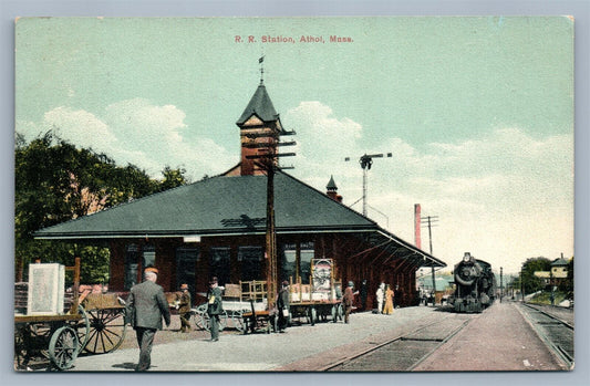 ATHOL MA RAILROAD STATION ANTIQUE POSTCARD RAILWAY DEPOT