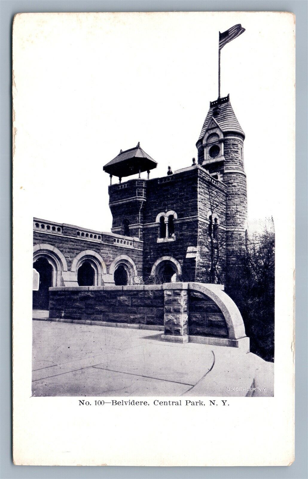 NEW YORK NY BELVIDERE CENTRAL PARK ANTIQUE POSTCARD #100