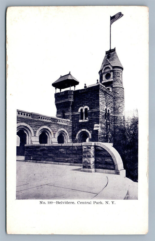NEW YORK NY BELVIDERE CENTRAL PARK ANTIQUE POSTCARD #100