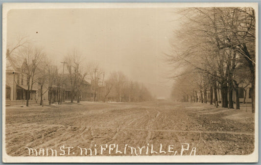 MIFFLINEVILLE PA MAIN STREET ANTIQUE REAL PHOTO POSTCARD RPPC