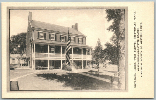 WEST OVERTON SCOTTDALE PA HISTORICAL HOUSE VINTAGE POSTCARD