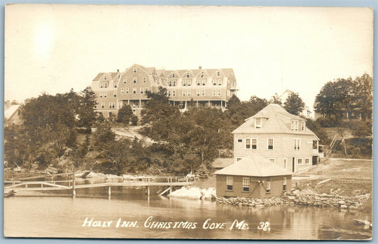 CHRISTMAS COVE ME HOLLY INN ANTIQUE REAL PHOTO POSTCARD RPPC