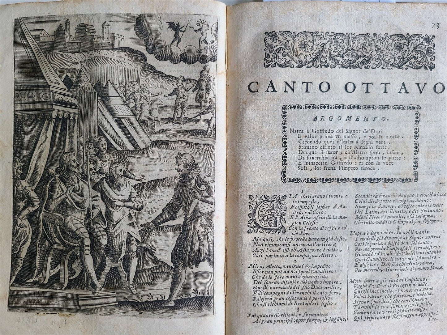 1665 LA JERUSALEMME LIBERATA di TORQUATO TASSO FULLY ILLUSTRATED antique