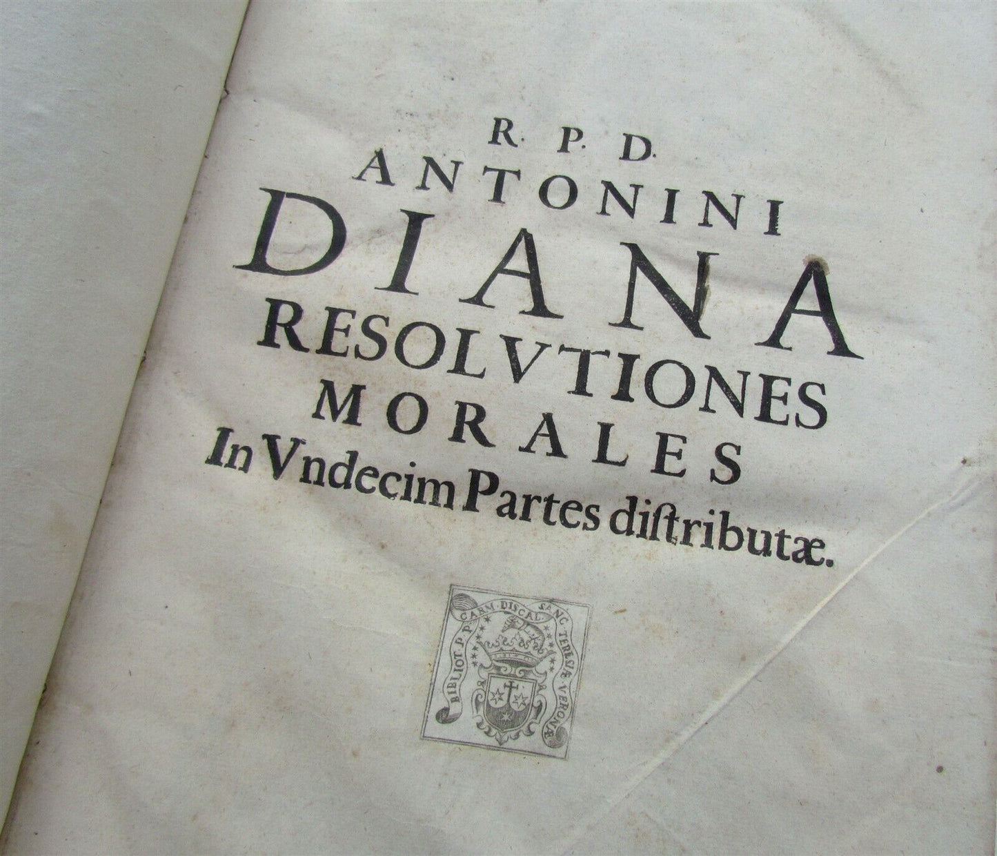 1654 VELLUM BOUND ANTIQUE FOLIO Antonini Diana Panormitani Resolutiones Morales