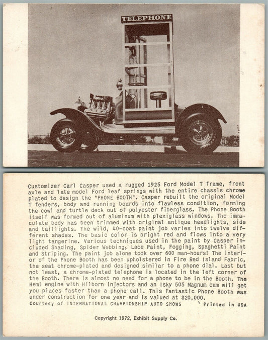 FORD MODEL T TELEPHONE BOOTH VINTAGE 1972 POSTCARD