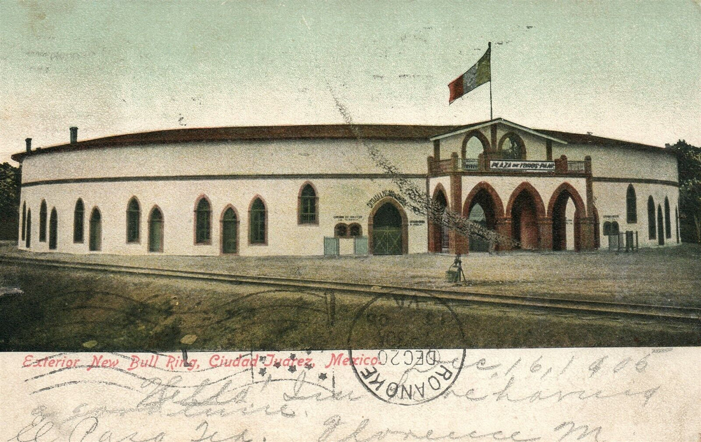 CIUDAD JUAREZ MEXICO NEW BULL RING 1905 ANTIQUE POSTCARD