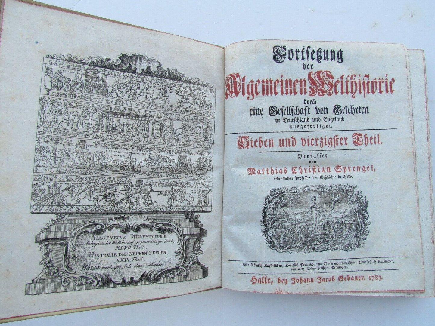 1783 WORLD HISTORY ANTIQUE VELLUM BOUND BOOK in GERMAN by Matthias Sprengel