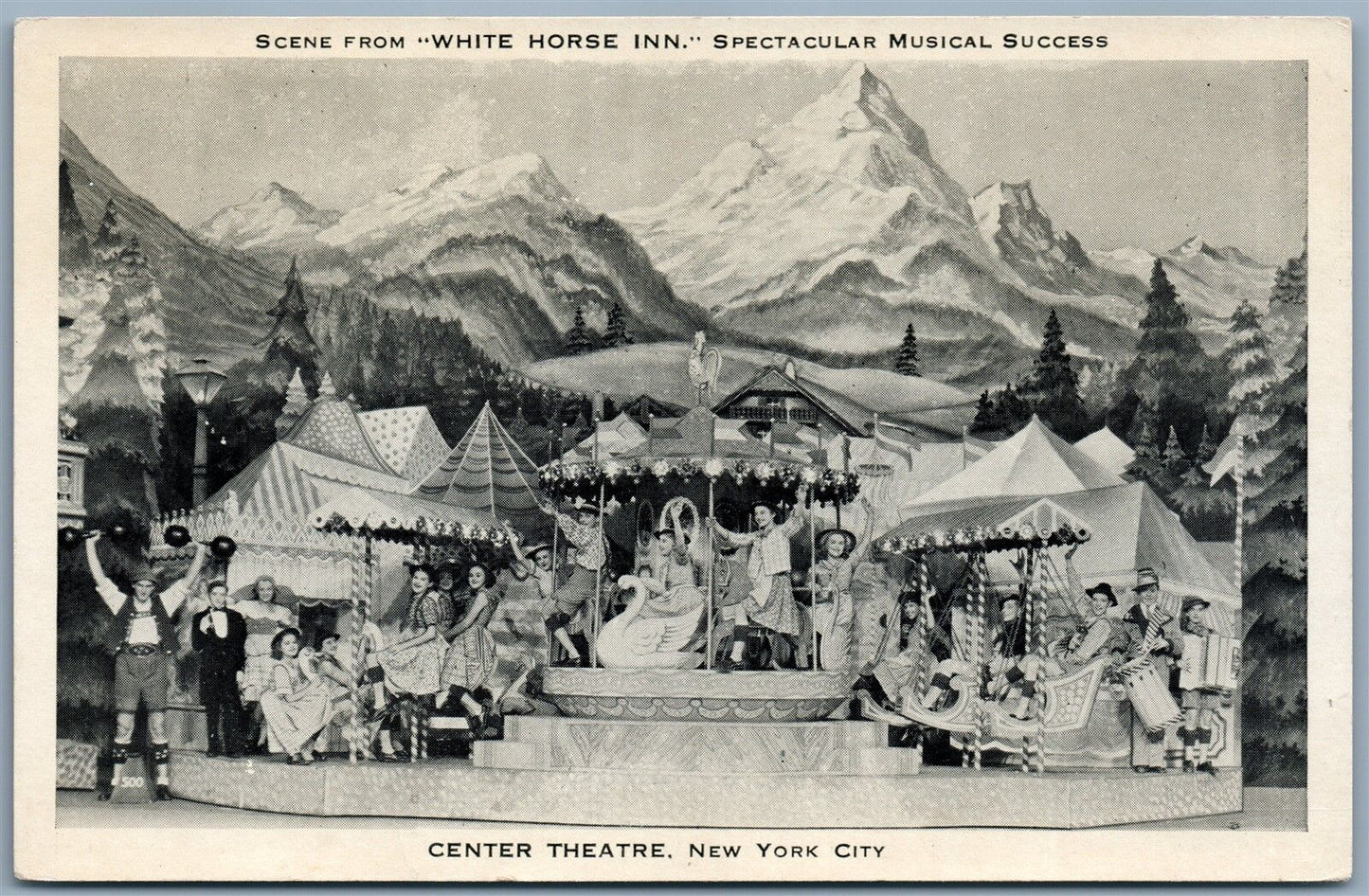 NEW YORK NY CENTER THEATRE ANTIQUE POSTCARD WHITE HORSE INN MUSICAL
