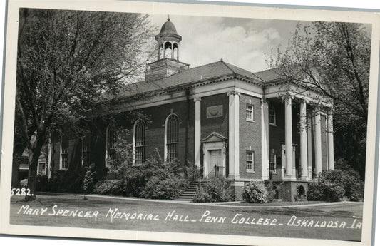 OSKALOOSA IA PENN COLLEGE MARY SPENCER HALL VINTAGE REAL PHOTO POSTCARD RPPC