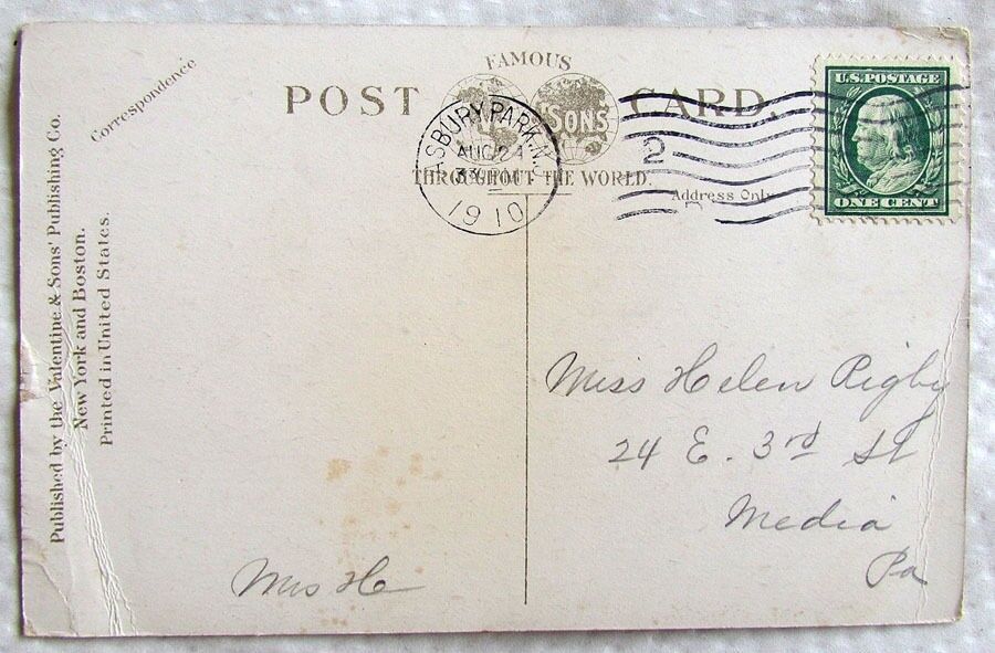 BEACH SCENE AT ASBURY PARK N.J. 1910 ANTIQUE POSTCARD