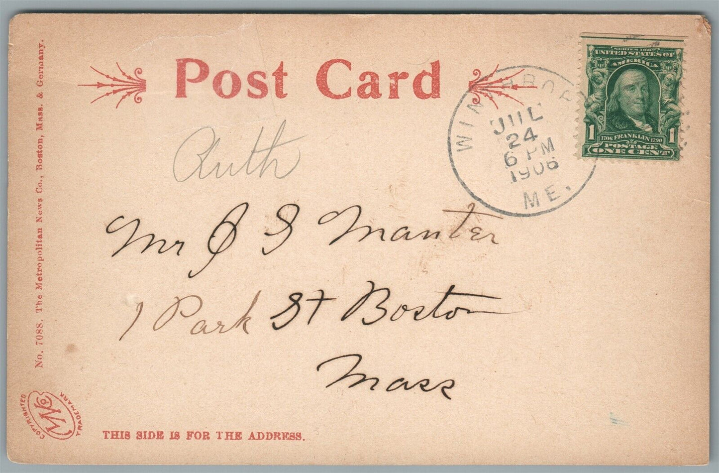 HALLOWELL ME KENNEBEC RIVER FROM LONDON HILL ANTIQUE POSTCARD