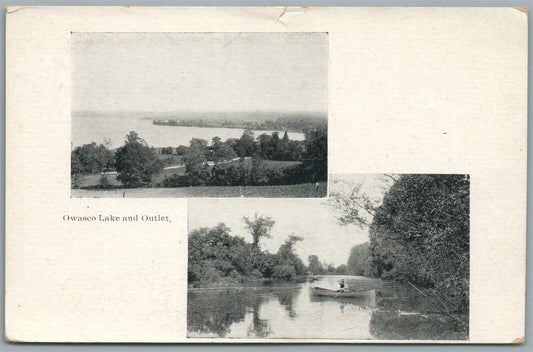 OWASCO LAKE AND OUTLET NY ANTIQUE POSTCARD PRIVATE MAILING CARD