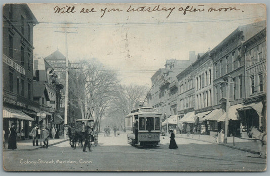 MERIDEN CT COLONY STREET ANTIQUE POSTCARD