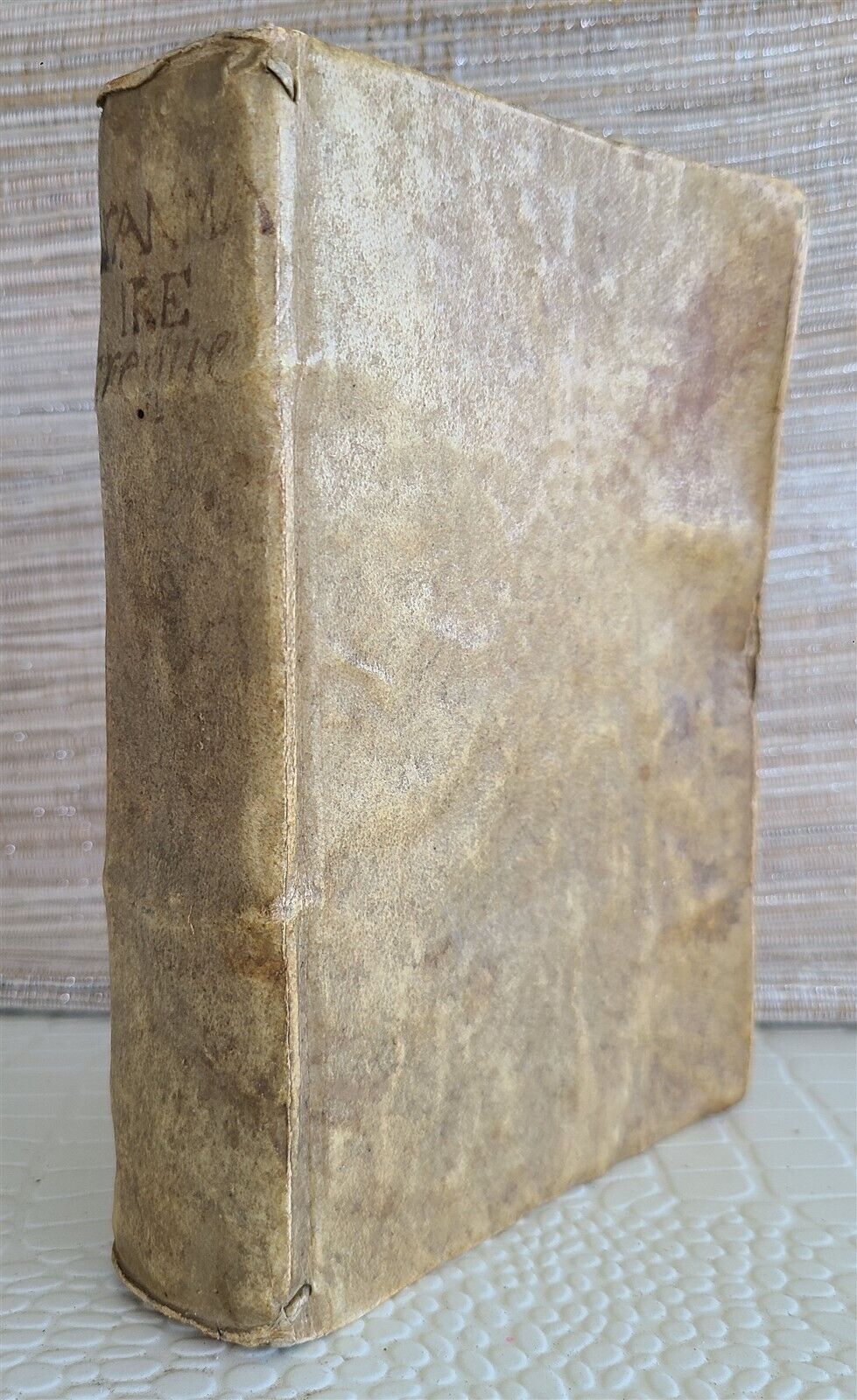 1655 GREEK LANGUAGE STUDY BOOK FRENCH TEXTBOOK antique vellum binding RARE