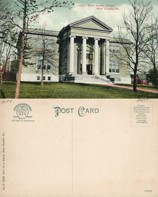 WEST CHESTER PA LIBRARY STATE NORMAL SCHOOL ANTIQUE POSTCARD