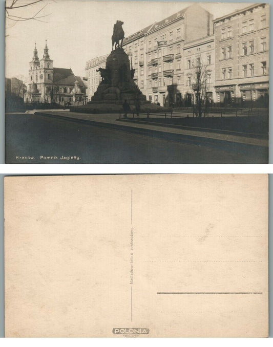 ANTIQUE POLISH REAL PHOTO POSTCARD POMNIK JAGIETTY KRAKOW POLAND RPPC