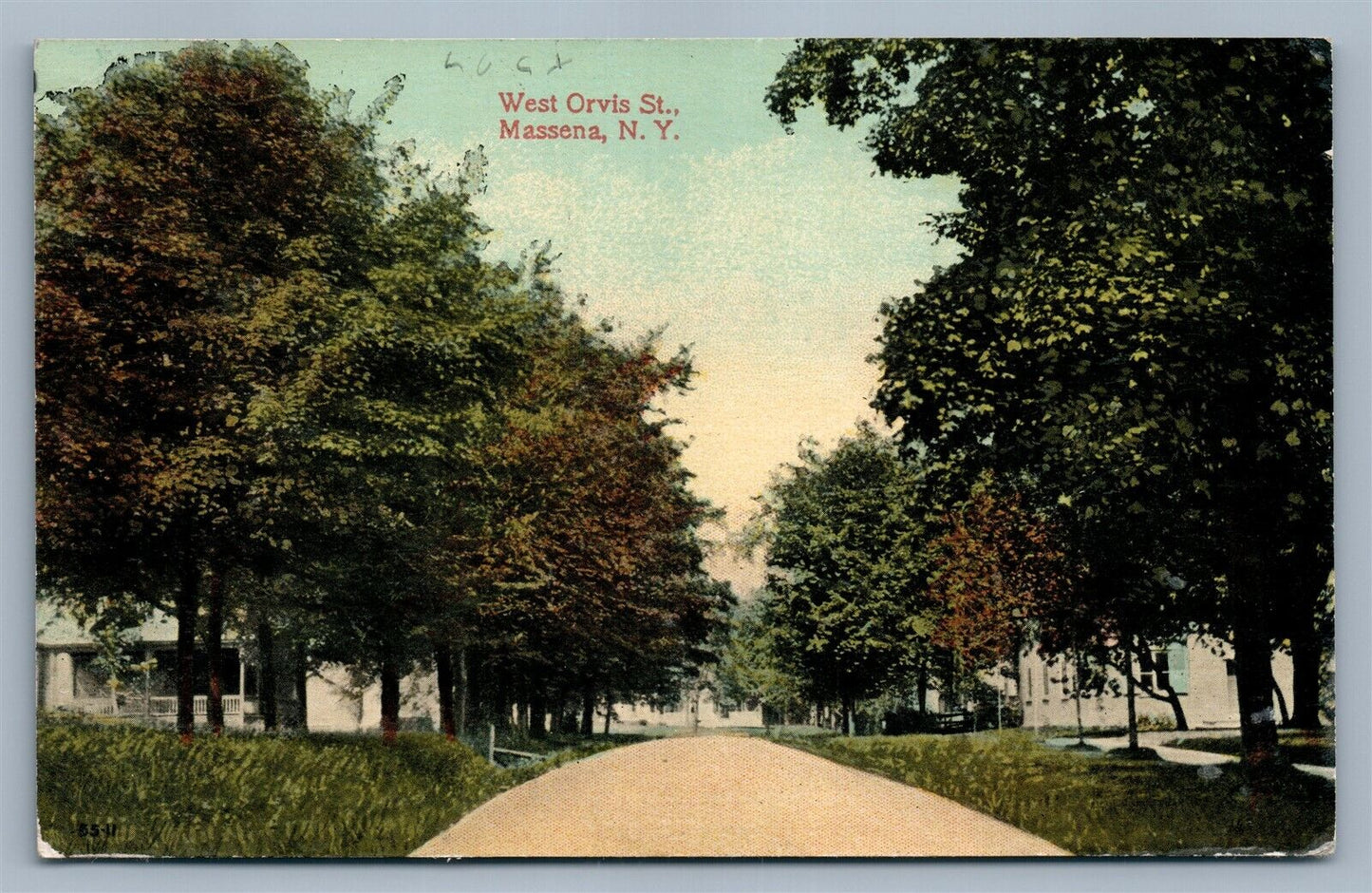 MASSENA NY WEST ORVIS STREET ANTIQUE POSTCARD