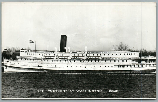 STEAMSHIP STR METEOR AT WASHINGTON VINTAGE REAL PHOTO POSTCARD RPPC