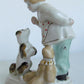 RUSSIAN 1950s PORCELAIN FIGURE GIRL w/ DOG & DOLL vintage