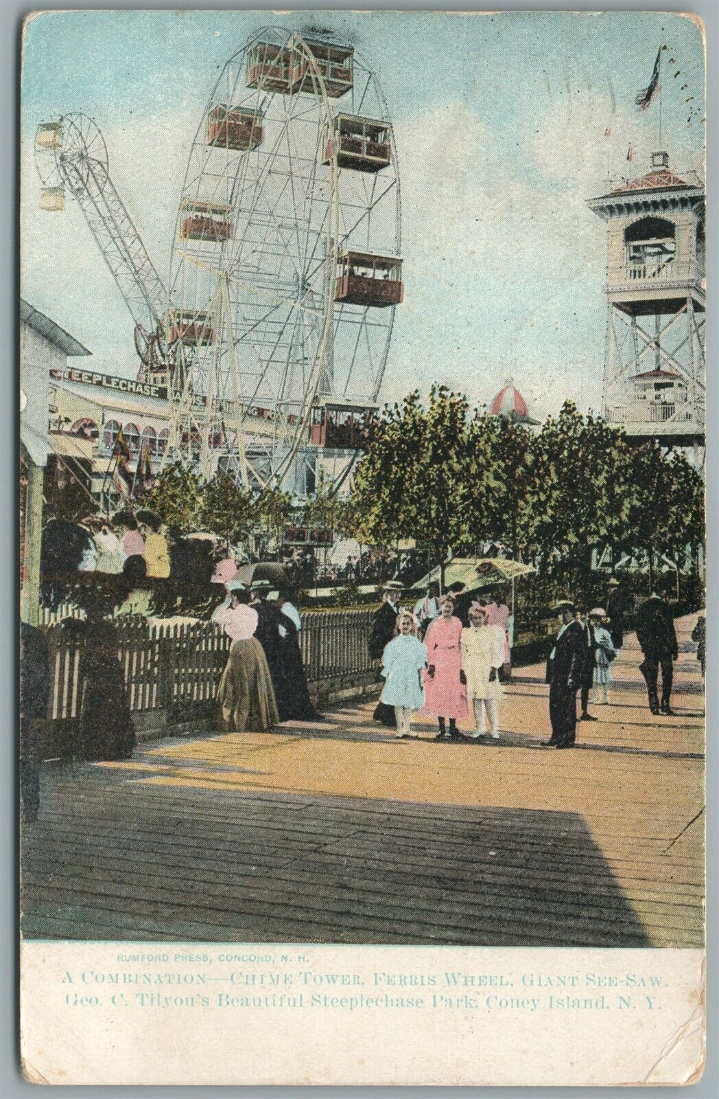 BROOKLYN NY CONEY ISLAND STEEPLECHASE PARK ANTIQUE POSTCARD