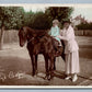 BABY HORSE RIDE ANTIQUE WWI ERA 1918 BRITISH REAL PHOTO POSTCARD RPPC