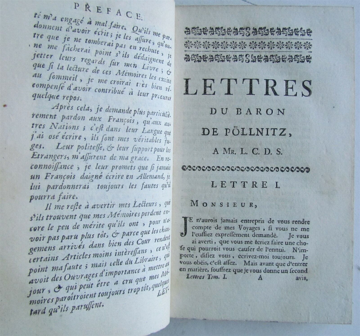 1738 2 volumes LETTRES et MEMOIRES du Baron de Pollnitz VOYAGES TRAVELS ANTIQUE