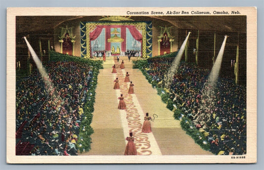 OMAHA NE AK-SAR BEN COLISEUM CORONATION SCENE VINTAGE POSTCARD