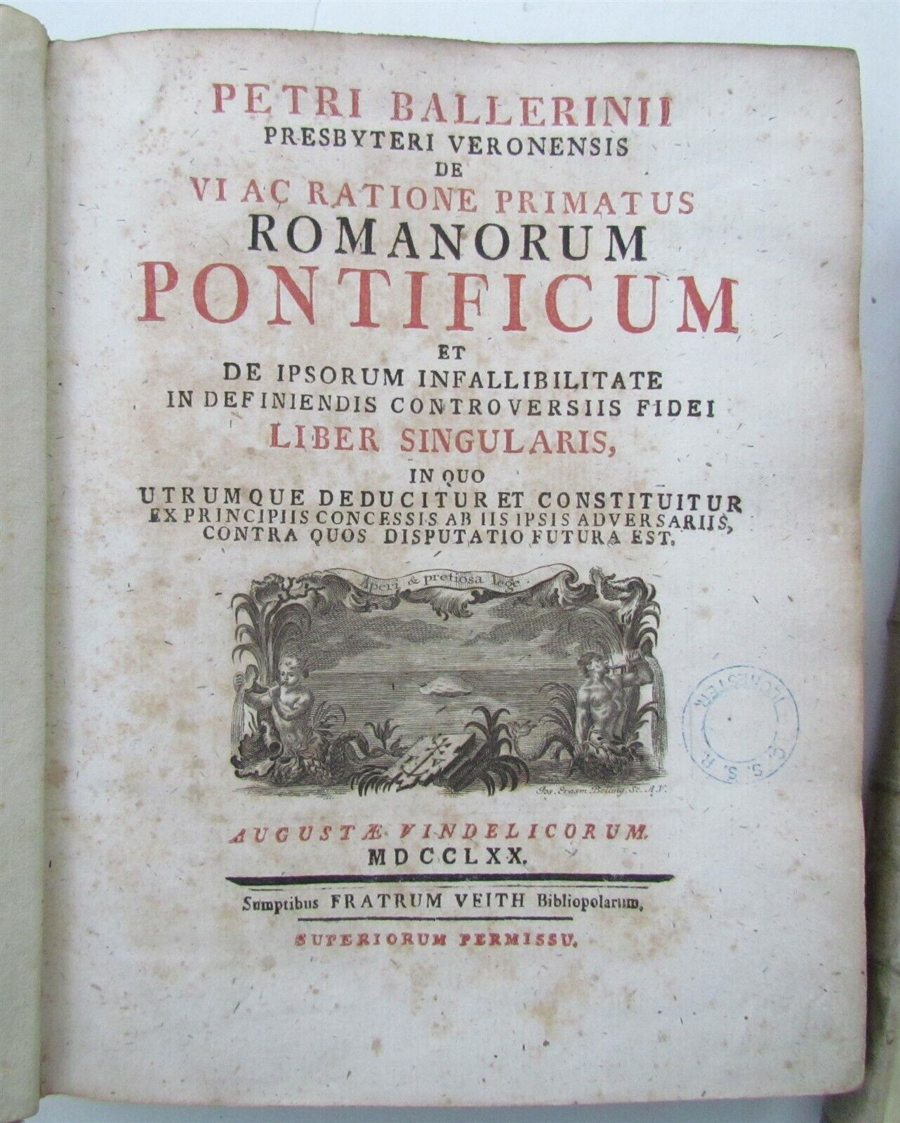 1770 2 volumes VELLUM BOUND ROMANORUM PONTIFICUM by PETRI BALLERINI