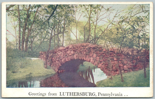 LUTHERSBURG PA GREETINGS ANTIQUE POSTCARD