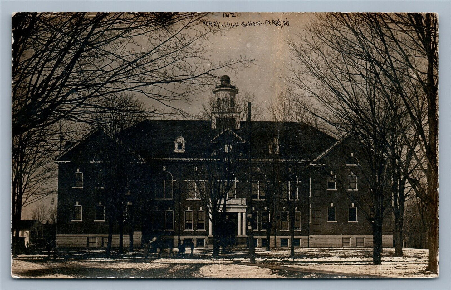 PERRY NY HIGH SCHOOL ANTIQUE REAL PHOTO POSTCARD RPPC